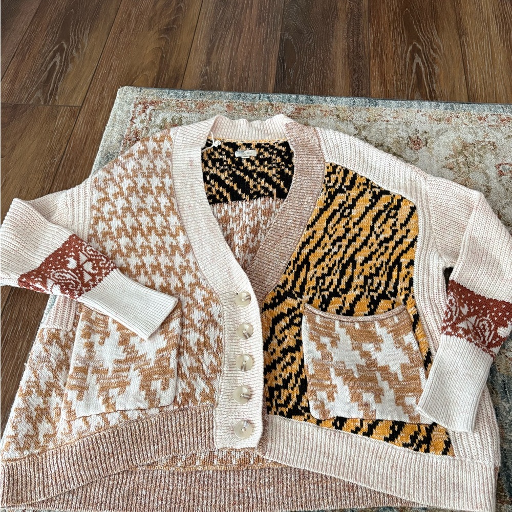 Pilcro Patchwork Cardigan Button Down Knit Xs - image 4